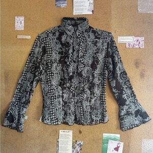 Elegant Brown and White Lace Blouse